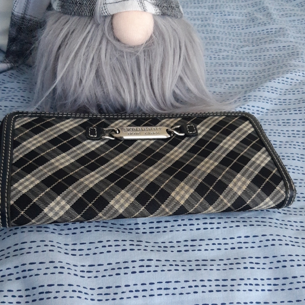 Burberry Black and Gray Checkered Women's Wallet
